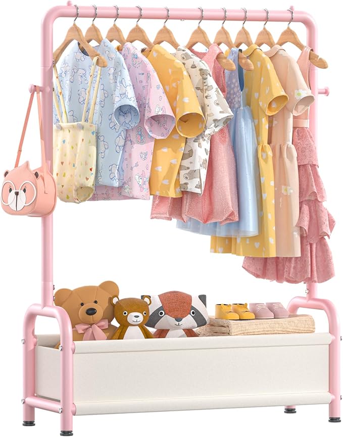 Kids Clothing Rack with Storage Shelf, Kids Dress Up Storage | for Coats, Small Baby Garment Rack for Hanging Clothes, Toddler Wardrobe Closet Organizer by Unknown
