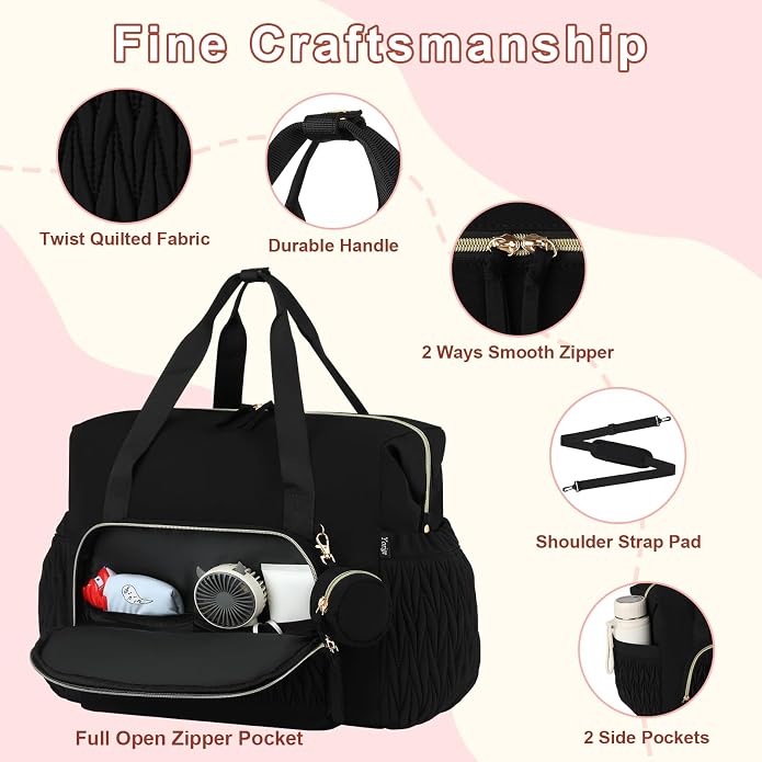 Diaper Tote Bag for Baby 6PCS, Large Mom Hospital Bags with Changing Pad | Mommy Bags for Labor and Delivery, Baby Shower Girl Boy Gift, Mama Bag with Pacifier Case Storage Bag and Shoulder Strap - Image 5