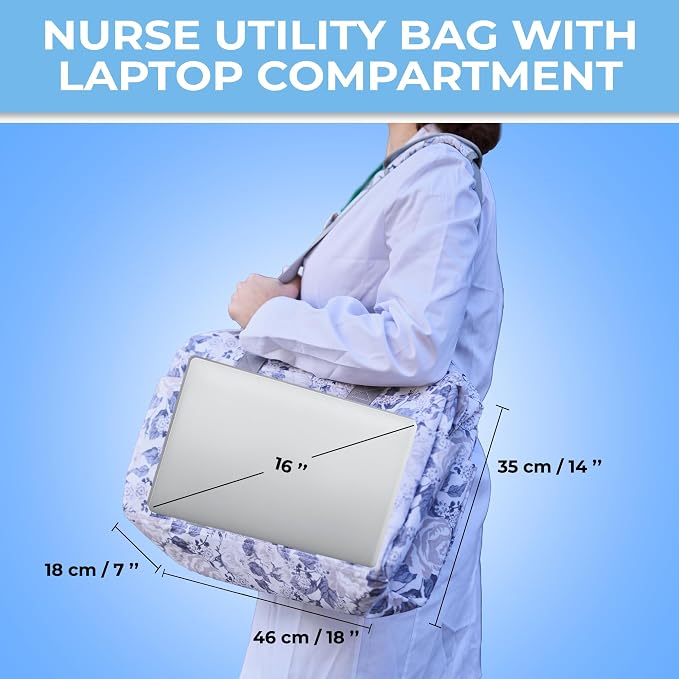 White Peas Nurse Bag & Utility Tote - Waterproof, Top YKK Zip, L18" x H14" x W7" - SHYLERO - Image 6