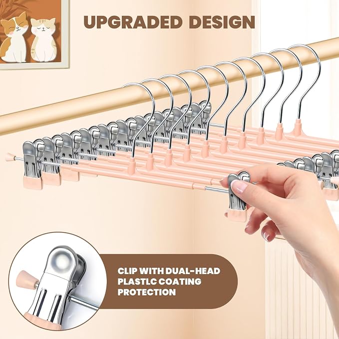 HUADYMEET 12 Inch Heavy Duty Pants Skirt Hangers with Clips,Orange,30 Pack | Metal,Space Saving,Adjustable,Hanger for Jeans Shorts Clothes Slacks Trousers,For Adult Men Women Children, Non Slip - Image 4