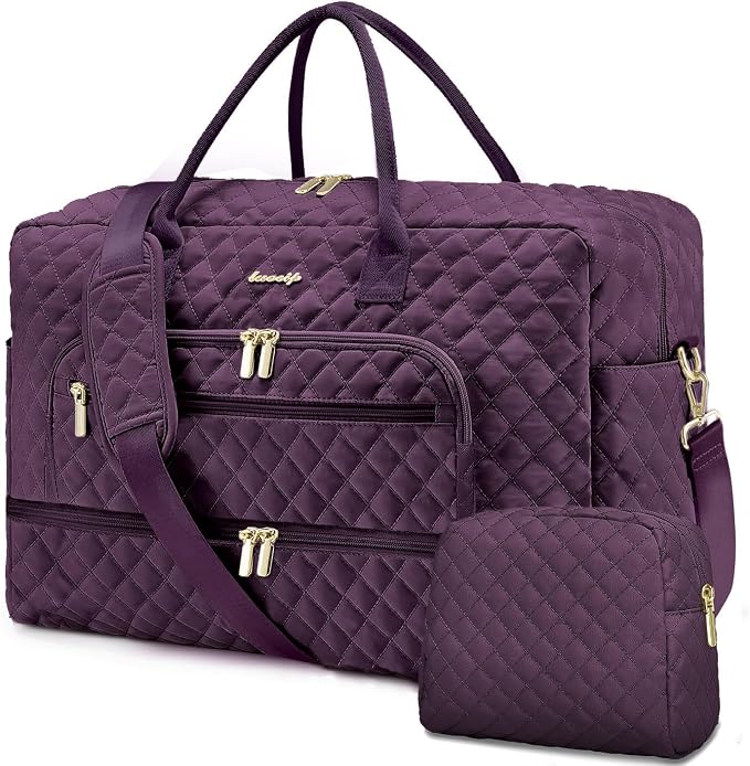 Travel Duffle Bag Weekender for Women - 38L Carry-On Overnight Personal Item Bag with Shoe Compartment & Wet Pocket Weekend Tote Bags with Toiletry Hospital Bags for Labor and Delivery by LUOCIP