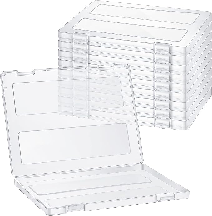 Outus 10 Pieces A4 File Box Paper Photo Storage Box A4 Portable Project Case Clear Plastic Document Magazine Organizer for Back to School Office Supplies Accessories by Outus
