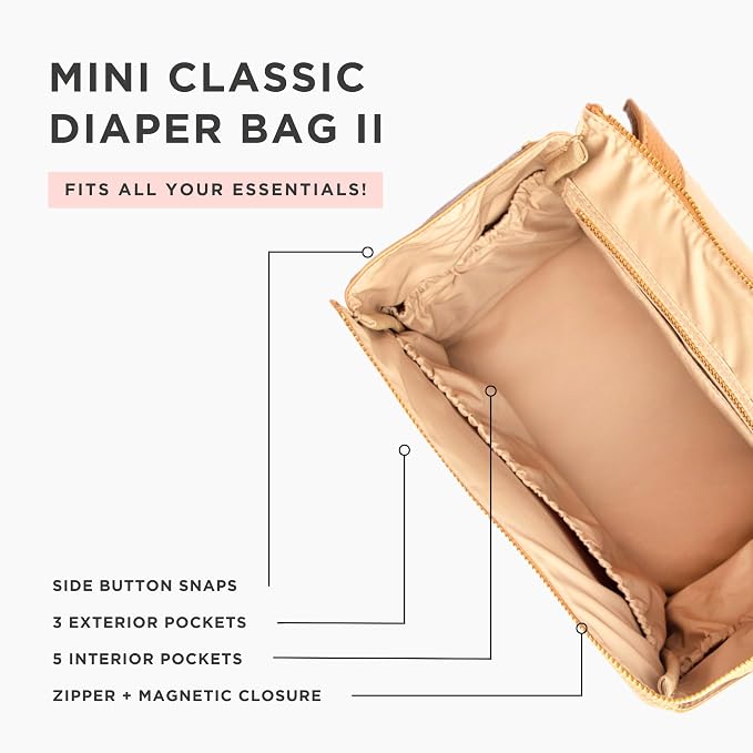 Freshly Picked Mini Diaper Bag II Backpack – Premium Vegan Leather Small Baby Bag without Changing Pad, Compact, Lightweight & Stylish for Moms On-the-Go, Butterscotch - Image 5