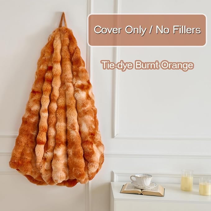 Fluffy Faux Rabbit Fur Bean Bag Chair Cover(No Filler),Cozy Shaggy Bubble Stuffed Animal Storage Large Bean Bag Cover for Bedroom Living Room,Tie-dye Burnt Orange - Image 5