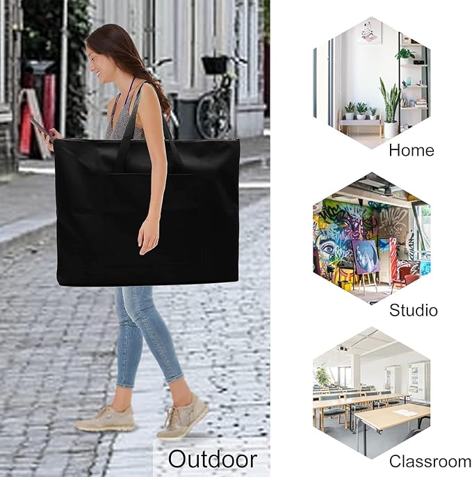 Cupohus Extra Large Waterproof Art Portfolio Tote Bag, 37'' x 49'' for 36'' x 48'' Black Light Weight Carrying Storage Case For Poster, Sketching, and Drawing - Image 5