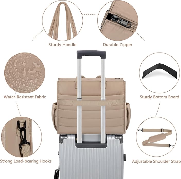 Diaper Bag Tote for Baby, Large Hospital Mommy Bag for Labor Delivery | Lightweight Puffy 4pcs Diaper Tote with Changing Pad, Toiletry Bag and Pacifier Case, Travel, Hospital, Newborn Essentials - Image 5