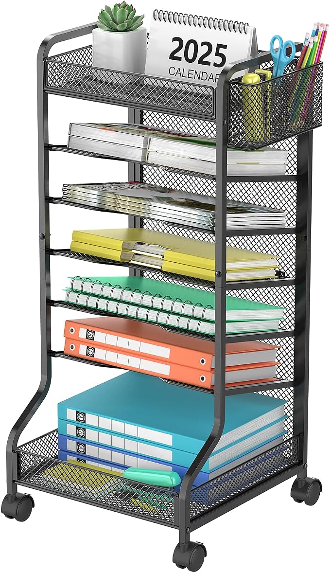 samstar Rolling File Cart,Under Desk Organizer, File Organizer beside Desk, Binder Paper Letter Storage with Wheels,for Office Supplies & Classroom Organization by Samstar