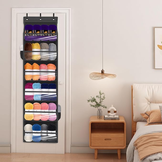 Over Door Organizer with 6 Extra Large Pockets 12 Side Pockets, Sturdy Closet Storage Rack, Hanging Storage Organizer with Clear Window for Shoes, Diaper, Bedroom, Bathroom, Black, 4-Pack - Image 3
