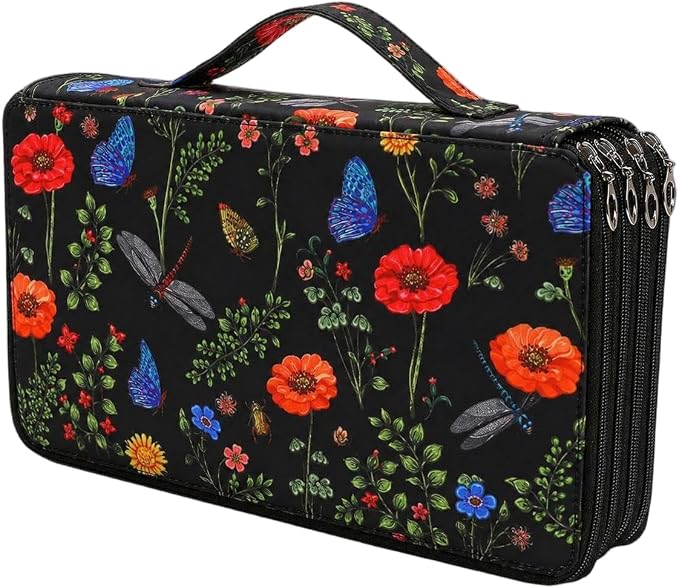 300 Slots Colored Pencil Case Organizer, 4 Layer Bag | Twill Oxford fabric,103 elastic loops,detachable handle,for travel,home storage,drawing tools,creative gifts by Lbxgap