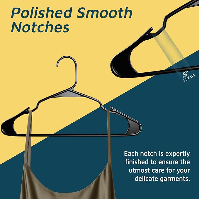 Lifemaster Plastic Clothes Hangers – Heavy Duty Hanger Set, for Organizing Clothes, Dresses, and Coat, Holds Up to 5 lbs, Space-Saving Hangers with Non-Slip Shoulder Grooves, Pack of 10, Black - Image 7
