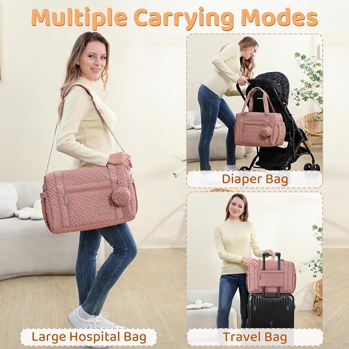 Diaper Bag Tote, Large Capacity Travel Diaper Bags With Changing Pad, Hospital Bag For Labor Delivery, Baby Bag - Image 3