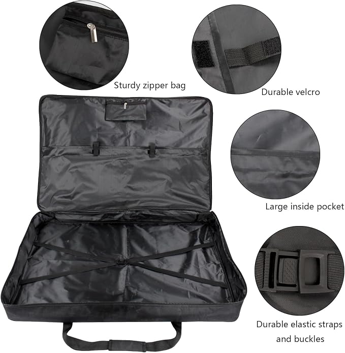 TreochtFUN Art Portfolio Bag 24 x 36.5 In - Large Artwork Case with Strap | Artist Portfolio with Tote & 7 Pockets - Organize Supplies Zippered Folder for Artwork, Posters, Paintings, Photography - Image 7