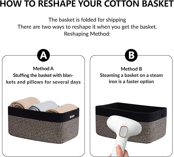 MiniArk Large Storage Baskets for Organizing, 17 x 13 x 7.5” Closet Shelf Baskets for Clothes Blanket Towels, Baby Nursery, Toy Bins Box, Woven Rope Baskets, 4 Packs Woven Brown - Image 7