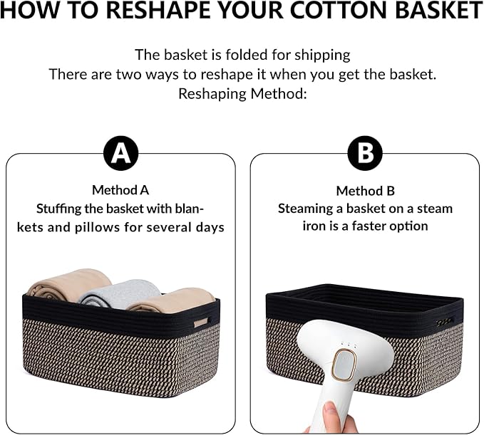 MiniArk Large Storage Baskets for Shelves, 17 x 13 x 7.5” Closet Organizers Bins for Clothes Blanket Towels, Baby Nursery, Toy Baskets Box, Woven Rope Baskets, 2 Packs Woven Brown - Image 7
