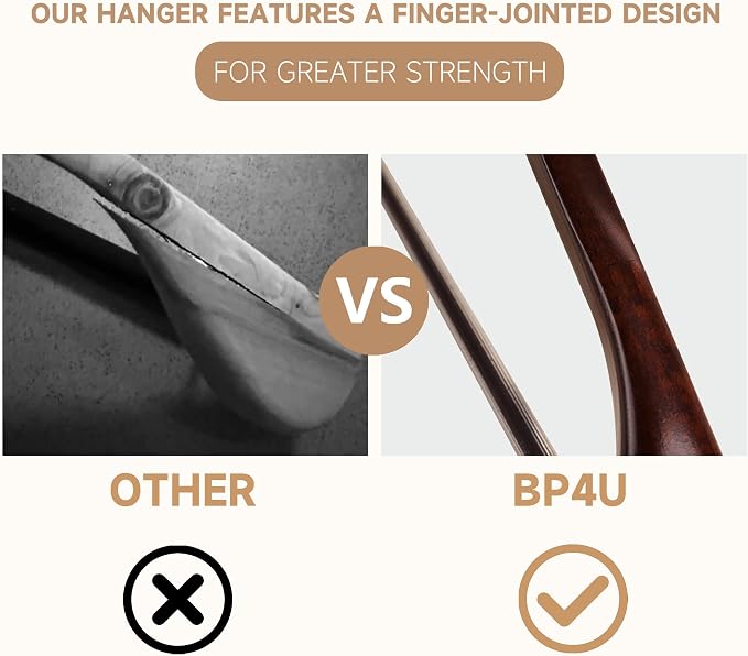 Wooden Suit Hangers with Non Slip Pants Bar, Walnut, 6-Pack, 17.5" | Wood Extra-Wide Shoulder Hangers with Flat-Head Hook for Suits, Coats, Jackets, Shirts, Pants, Heavy Clothes - Image 6
