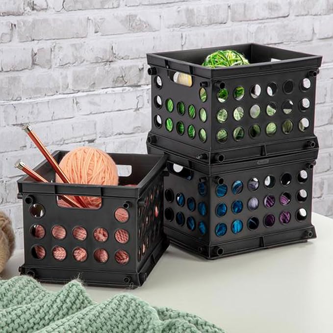Sterilite Mini Crate, Stackable Storage Bin with Handles, Black, 12-Pack | Small Plastic Storage Containers, Open Top Organizer Bins for Home, Garage, Office, Classroom, Dorm, Desk & Crafts - Image 5