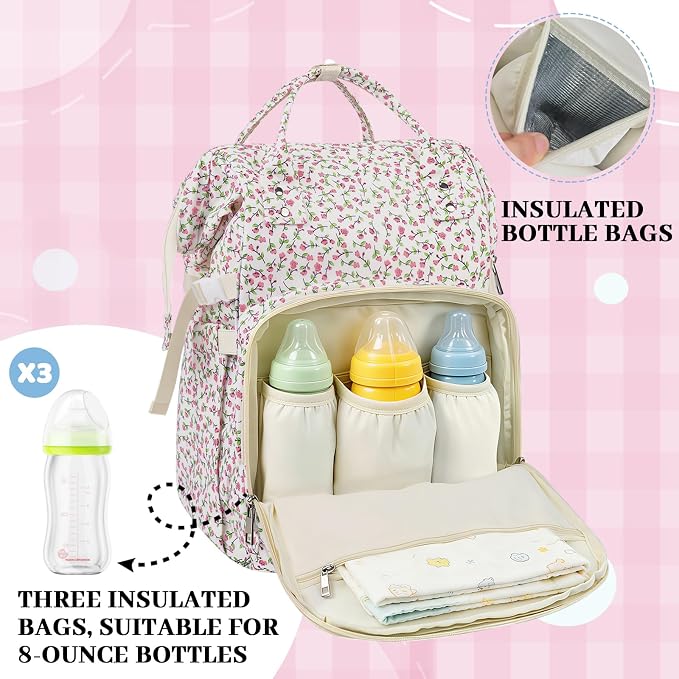 Diaper Bag Backpack,Baby Diaper Bag for Mom,Large Capacity Travel Nappy Bag | Boys Girls with Stroller Straps - Image 5
