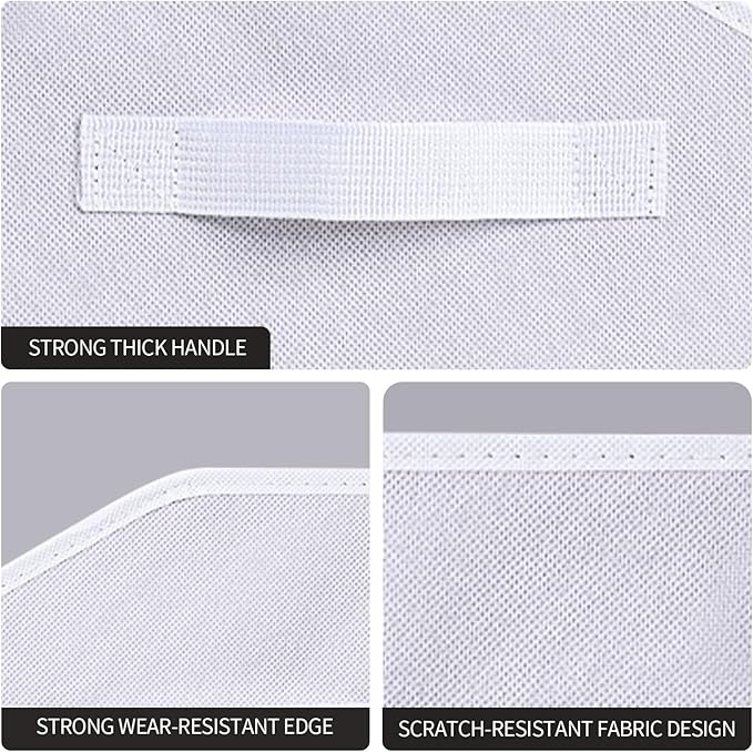 Fabric Bins for Organization - Trapezoid Storage Cubes, Large Baskets for Storage, 6 Pack Shelf Baskets, Closet Organizer Bins for Clothes, Books, Home, Office, White - Image 7