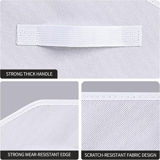 Closet Baskets for Shelves Trapezoid - Decorative Storage Baskets with Handle, Closet Bins for Organization, Shelf Storage Bins for Clothes, Books, Home, Office, 3 pack, White - Image 7