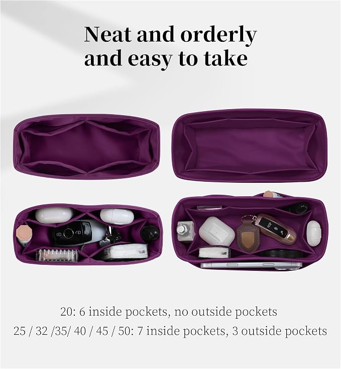 Satin Purse Organizer for Birkin 30, Anemone | Sellier Style, Tailored Fit, Multiple Pockets, Lightweight Satin, Ideal for Travel, Shopping, and Daily Use - Image 3