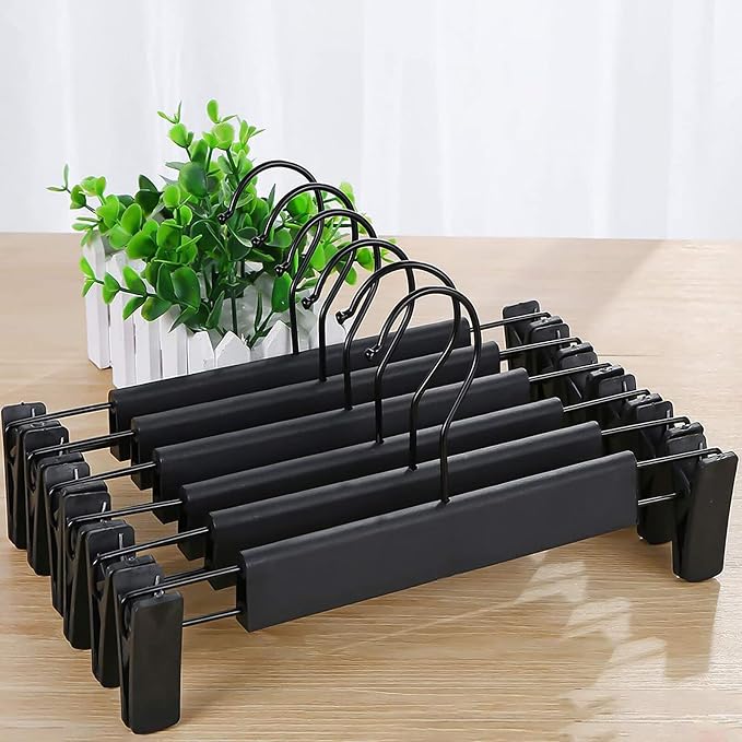 NORTHERN BROTHERS Pants Hangers, Black 20 Pack with Clips for Pants, Skirts, and Shorts - Plastic Bulk Hangers - Image 8