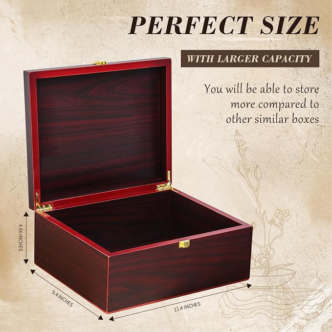 Tree of Life Red Wooden Keepsake Box - Large Decorative Storage Box with Lid - Image 5