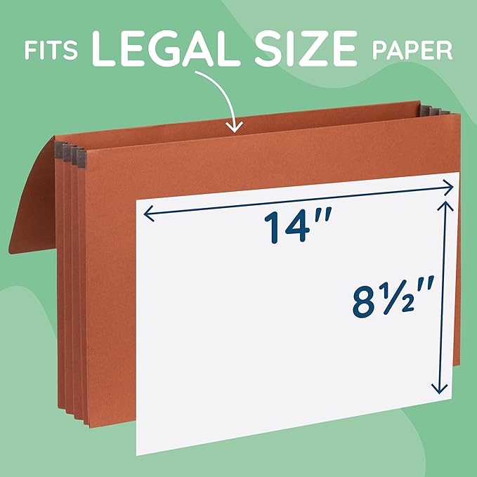 Blue Summit Supplies 10 Redrope Expanding File Wallets, Legal, 3.5" Brown | 3.5 in expansion, elastic string closure, legal size, for documents, files, and travel filing - Image 3