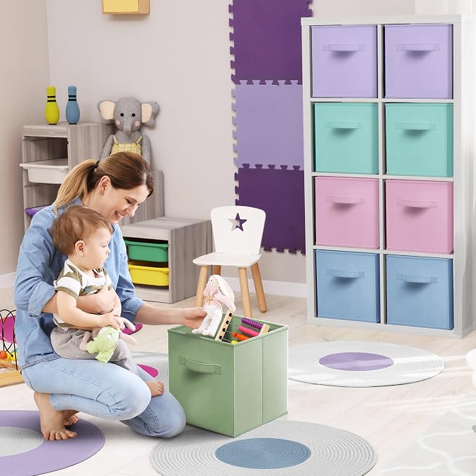 Sorbus 13 Inch Storage Bins - Sturdy Collapsible Fabric Storage Cubes with Handle - 12 Foldable Baskets for Organizing Clothes, Toys, Books - Storage Baskets for Shelves, Closets - Image 4
