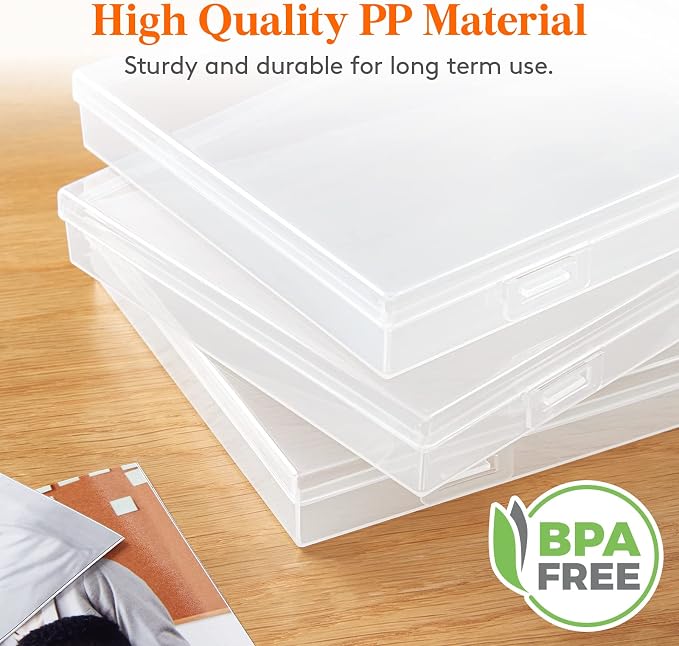 Lifewit Photo Storage Box 5x7 Photo Case, 9 Inner Photo Keeper, Clear Photo Boxes Storage,Stackable Craft Organizer for Art Supply, Office, 4 Pack - Image 6