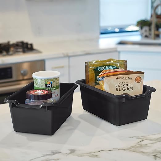 ECR4Kids Scoop Front Storage Bins, Multipurpose Organization, Black, 10-Piece | Durable plastic, GREENGUARD Gold Certified, 1.2 gallon capacity, lightweight & nestable, built-in handle, classroom/home use - Image 9