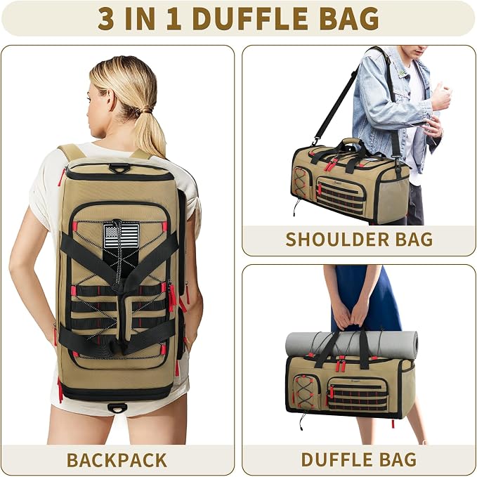 BOSSTIN Gym Bag for Men & Women, 45L-50L Expandable Sports Duffle Bag | Convertible Duffel Backpack, Comes with Toiletry Bag, Shoe Compartment & Wet Pocket, for Workout, Weekender, Overnight Travel - Image 5