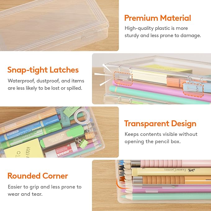 Lifewit Photo Storage Box 5x7 Photo Case, 9 Inner Photo Keeper, Clear Photo Boxes Storage,Stackable Craft Organizer for Art Supply, Office, 4 Pack - Image 7