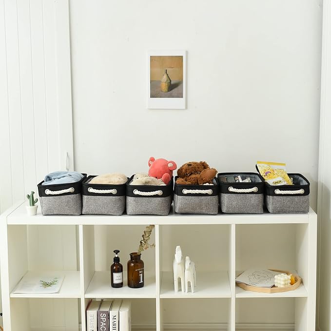 Fabric Storage Cubes - Closet Storage Bins Storage Baskets for Organizing with Handles Organization and Storage 11.8 (L) x 7.8 (W) x 5.2 (H) inches - Image 3