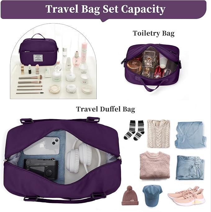 Weekender Bags for Women, Carry-On Overnight Travel Duffel Bag | Travel Bag with Shoes Compartment & Toiletry Bag, Extra Large - Image 3