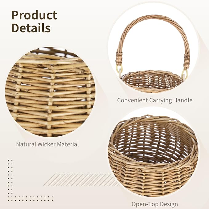4 Pcs Small Flower Basket Set, Hand Woven Wicker Basket with Handle, Multifunctional Rustic Baskets for Wedding Party and Home Decoration, Gifts Storage - Image 3