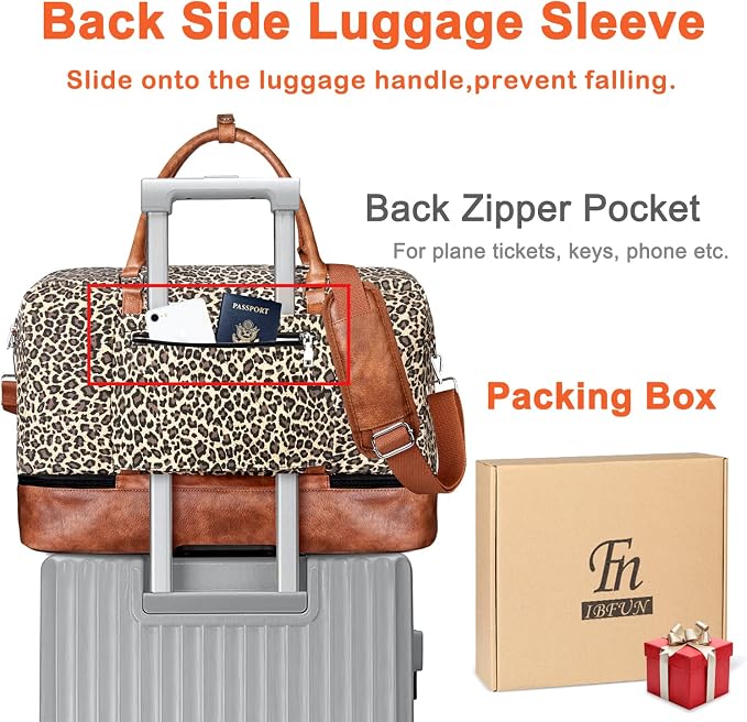 Weekender Bags for Women, 21" Weekender Travel Bag, Travel Duffle Bag with Shoe Compartment Carry on Overnight Duffel Bag for Weekend Travel Business Trip, 3PCS | 3PCS Carry On Overnight Large Duffel Bag with Crossbody Bag and Toiletry Bag for Weekend ... - Image 5