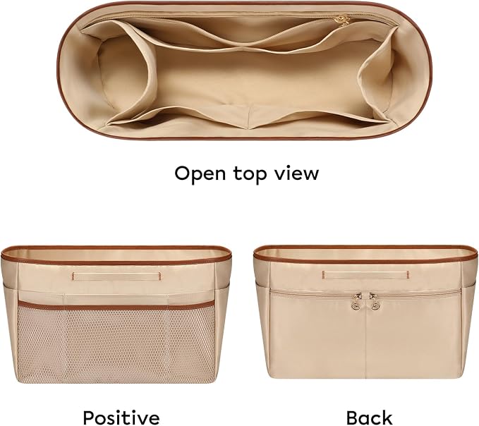 GIVLEFLY Purse Organizer Insert for Tote Bag, 14.5 Inch Satin Bag Organizer, Multi Pocket Handbag Organizer for Everyday Totes - Image 7