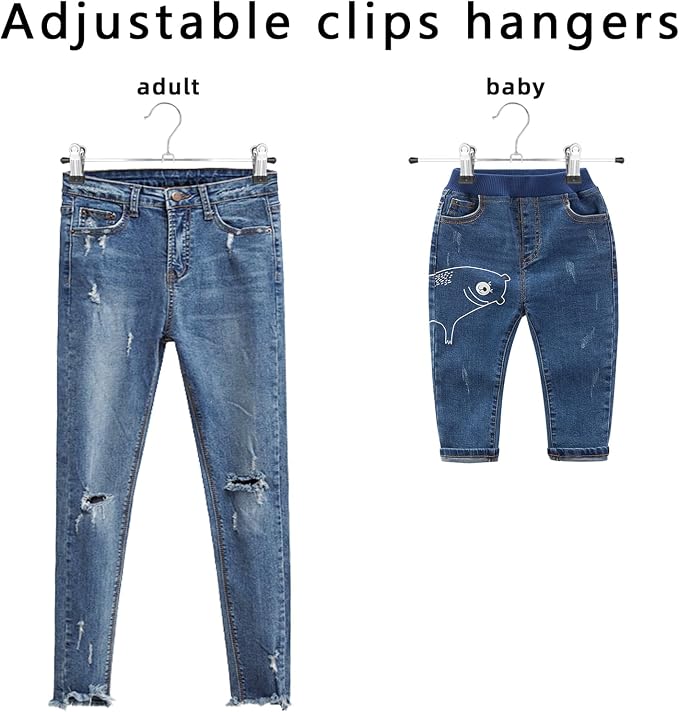 GoodtoU Pants Hangers, 50 Pack Skirt Hangers with Adjustable Clips for Men Women Kids Pants Shorts Trouser Jeans Clothes Closet Organization - Image 3