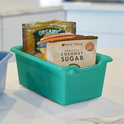 ECR4Kids Scoop Front Storage Bin, Multipurpose Organization, Contemporary, 15-Piece | Durable plastic, GREENGUARD Gold Certified, 1.2 gallon capacity, lightweight & nestable, built-in handle, classroom/home use - Image 8