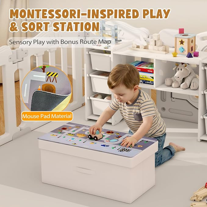 MallBest Montessori Shelf for Kids - 100% Solid Pine Wood with 6 Removable Plastic Bins, Toy Storage Organizer for Playroom, Bedroom & Nursery (White) - Image 6