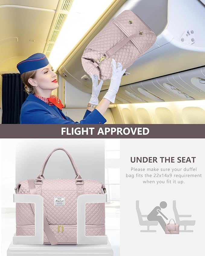 Women Weekender Travel Duffle Bag: Travel Duffel Overnight Bags with Shoe Compartment Large Carry on Tote Bag Toiletry Bag Weekend Yoga Gym Hospital Bags for Labor and Delivery with Wet Pocket - Image 7