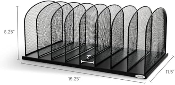 Safco Onyx Desk Organizer, 8 Side by Side Vertical Compartments, Office and Classroom Mailbox, Paper and Mail Sorter, Steel Mesh, Black - Image 5