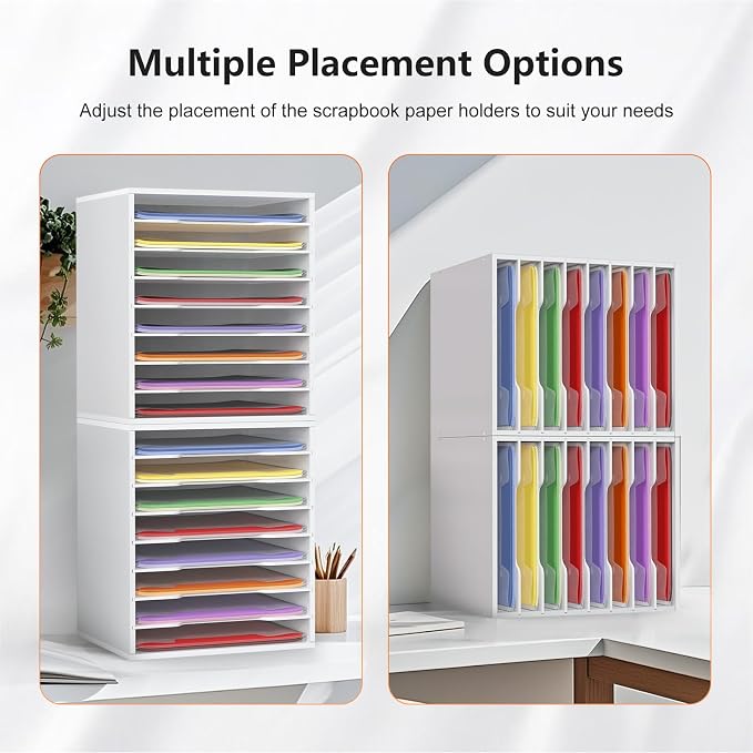 Krafetto 2 Pack Scrapbook Paper Storage Organizer Rack for Holding 12 x 12 Paper Storage Pouch, 8 Large Slots Desktop Papers Organizer Holder, File Sorter for Home Office School, Black - Image 5