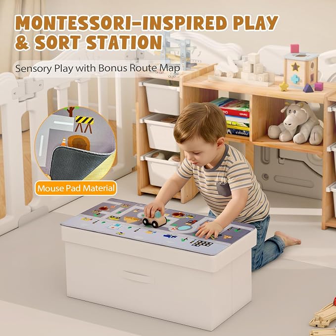 MallBest Montessori Shelf for Kids - 100% Solid Pine Wood with 6 Removable Plastic Bins, Toy Storage Organizer Cabinet for Playroom, Bedroom & Nursery (Natural) - Image 6