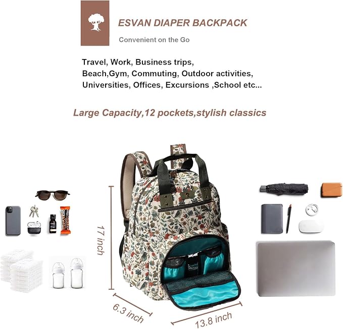 Diaper Bag Backpack Corduroy Multifunction Baby Fashion Travel Pack office Laptop Bag - Image 3