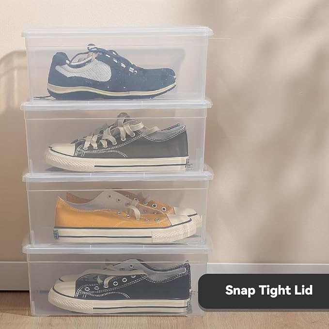 novelinks 12 Pack 6QT Plastic Storage Bins with Lids, Shoe Boxes (Clear) | Clear Shoe Storage Boxes, Shoe Boxes Clear Plastic Stackable, Shoe Bins, Shoe Containers, Craft Organizers and Storage - Image 7