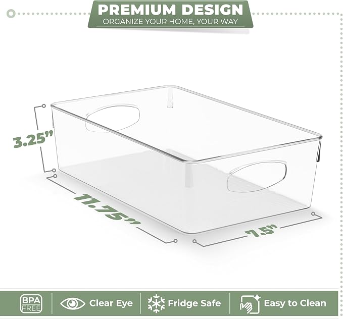 Sorbus Fridge Organizers and Storage, Clear Bins (Extra Large, 10 Pack) | Plastic bin with easy access for cabinets, packaged food, produce and household supplies; contents stay visible for sorting - Image 3