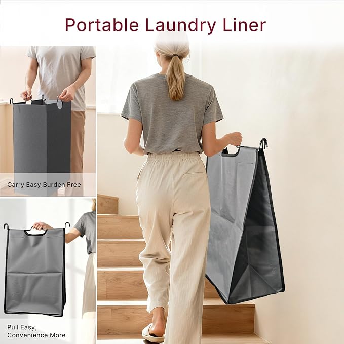180L Laundry Sorter 3 Section with Lockable Wheels and Lid Grey | 3 Large Separate Removable Bags | Heavy Duty Rolling Laundry Basket | Laundry Hamper Cart for Laundry Room Organizer - Image 4