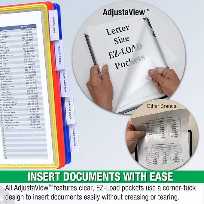 Ultimate Office AdjustaView Expandable Desk Reference Display Organizer 10C | 5 Adjustable Viewing Angles, Dual Weighted Base, 10 Letter Size EZ-Load Color Pockets, ADD-ON to Expand Capacity at Anytime - Image 4