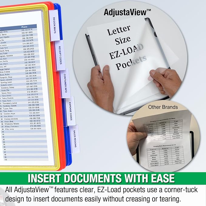 Ultimate Office AdjustaView Expandable Desk Reference Display Organizer 20C | 5 Adjustable Viewing Angles, Dual Weighted Base, 20 Letter Size EZ-Load Color Pockets, ADD-ON to Expand Capacity at Anytime - Image 6